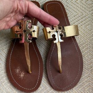 Tory Burch Gold Leather Sandals